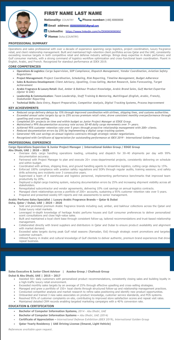Resume sample 2