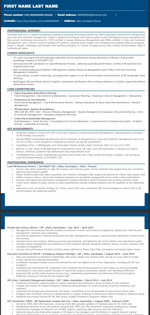Resume sample 4