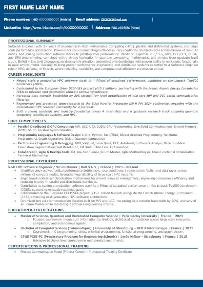 Resume sample 1